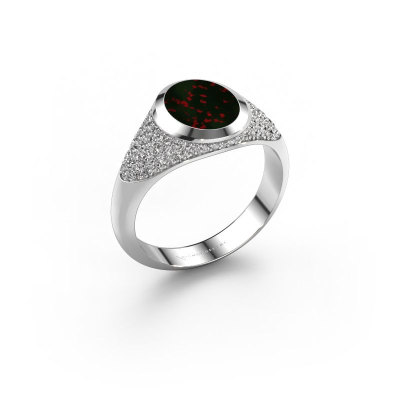 Pinky Ring Giovani 585 Weißgold Heliotrop 10x8 mm