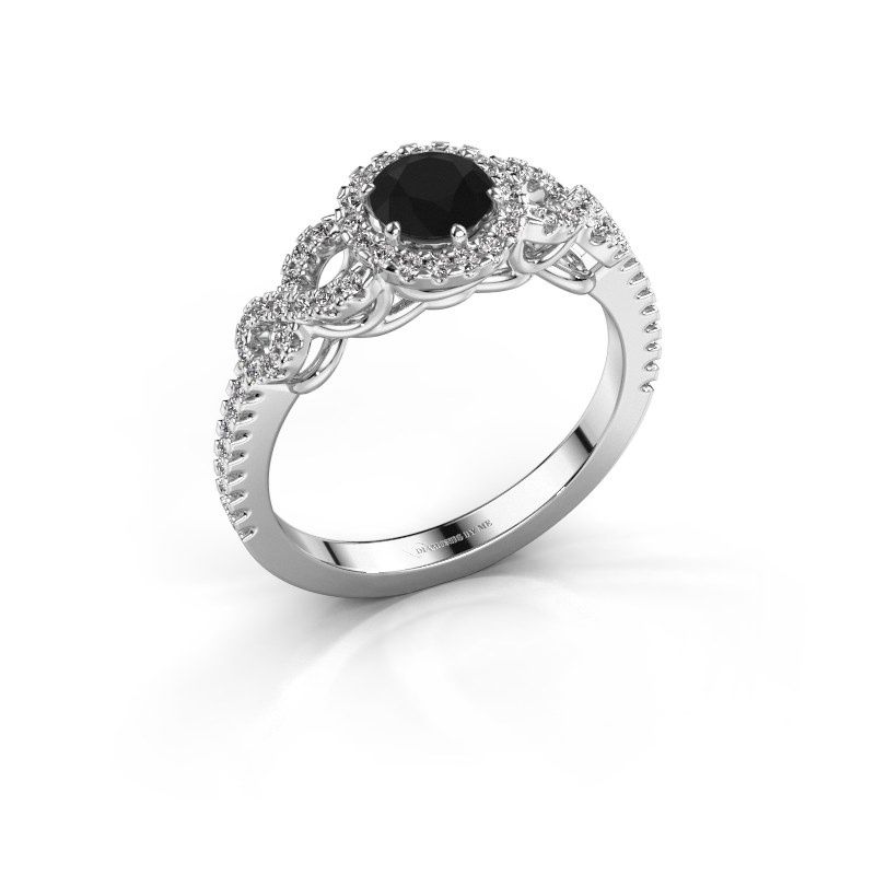 Afbeelding van Verlovingsring Sasja<br/>585 witgoud<br/>Zwarte diamant 0.925 crt