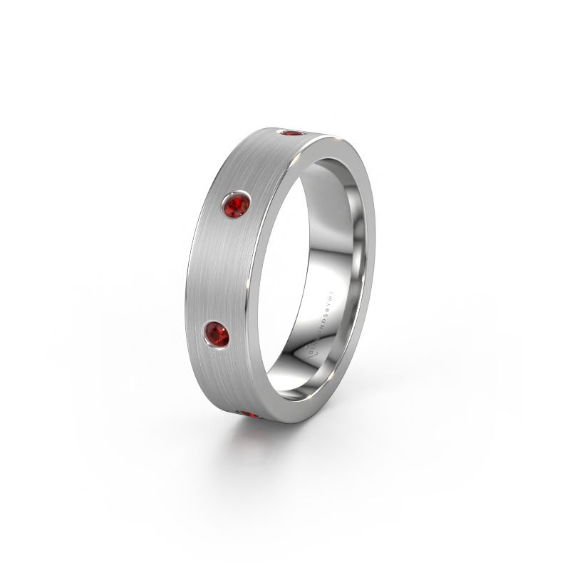 Trouwring WH0105L15BM 585 witgoud granaat 2 mm ±5x2 mm