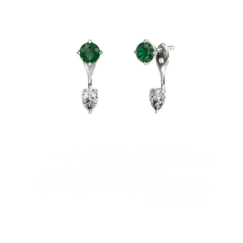 Pendants d'oreilles Kate RND-PER 950 platine emeraude 5 mm