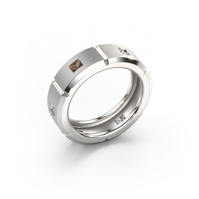 Men's ring Steve light 950 platinum smokey quartz 3 mm