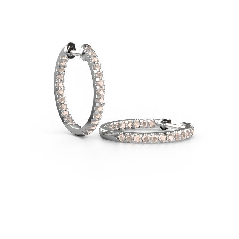 Hoop earrings Jackie 15 mm B 585 white gold morganite champagne 2 mm