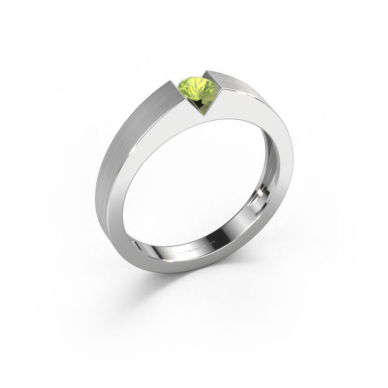Engagement ring Lizzy 1 950 platinum peridot 3.7 mm