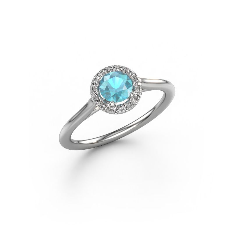 Engagement ring Seline rnd 1 950 platinum blue topaz 5 mm