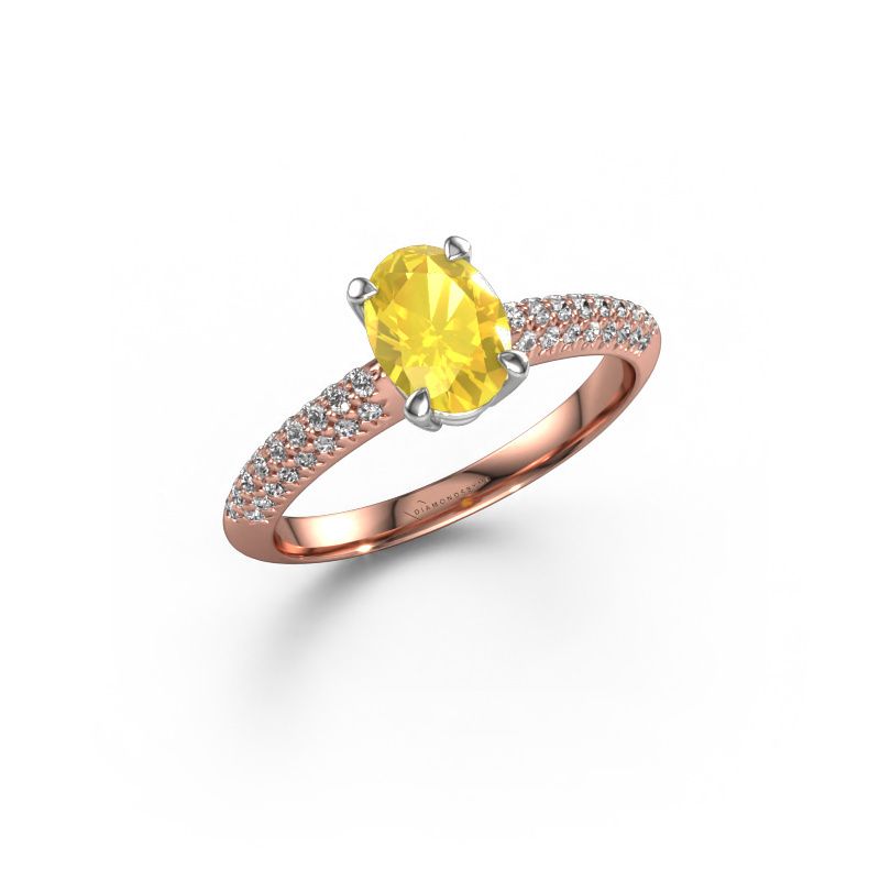 Verlobungsring Morane OVL 585 Roségold Gelb Saphir 7,5x5,5 mm