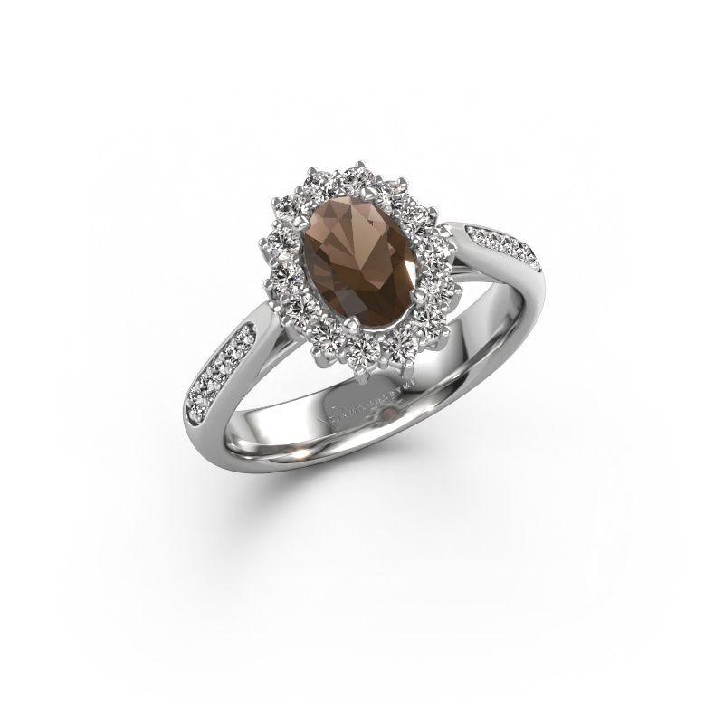 Engagement ring Margien 2 585 white gold smokey quartz 7x5 mm