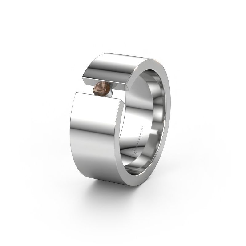 Wedding ring WH0146L18BP 585 white gold smokey quartz ±8x2 mm