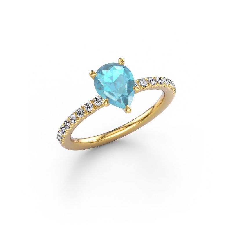 Engagement ring Crystal PER 2 585 gold blue topaz 8x6 mm