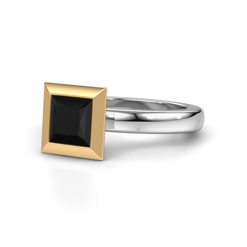 Afbeelding van Stapelring Trudy Square 585 witgoud zwarte diamant 1.56 crt