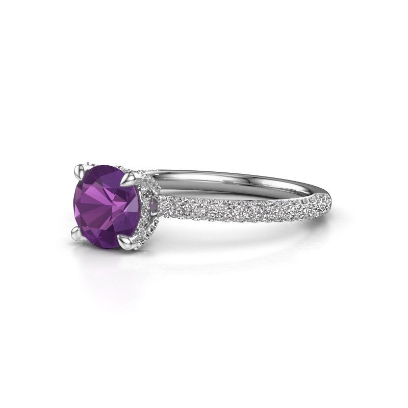 Image of Engagement ring saskia rnd 2<br/>585 white gold<br/>Amethyst 6.5 mm