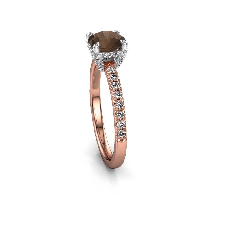 Image of Engagement ring saskia rnd 1<br/>585 rose gold<br/>Smokey quartz 6.5 mm