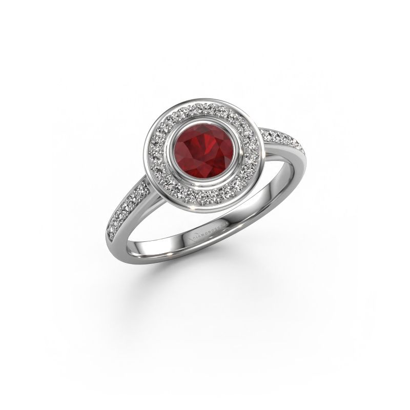 Engagement ring Noud 2 RND 950 platinum ruby 5 mm
