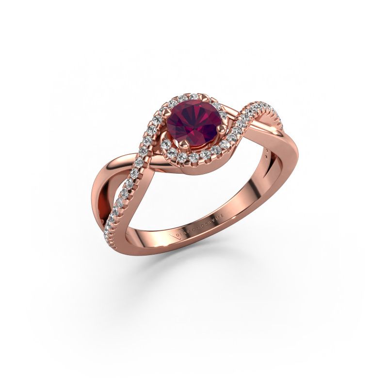 Engagement ring Melody 585 rose gold rhodolite 5 mm