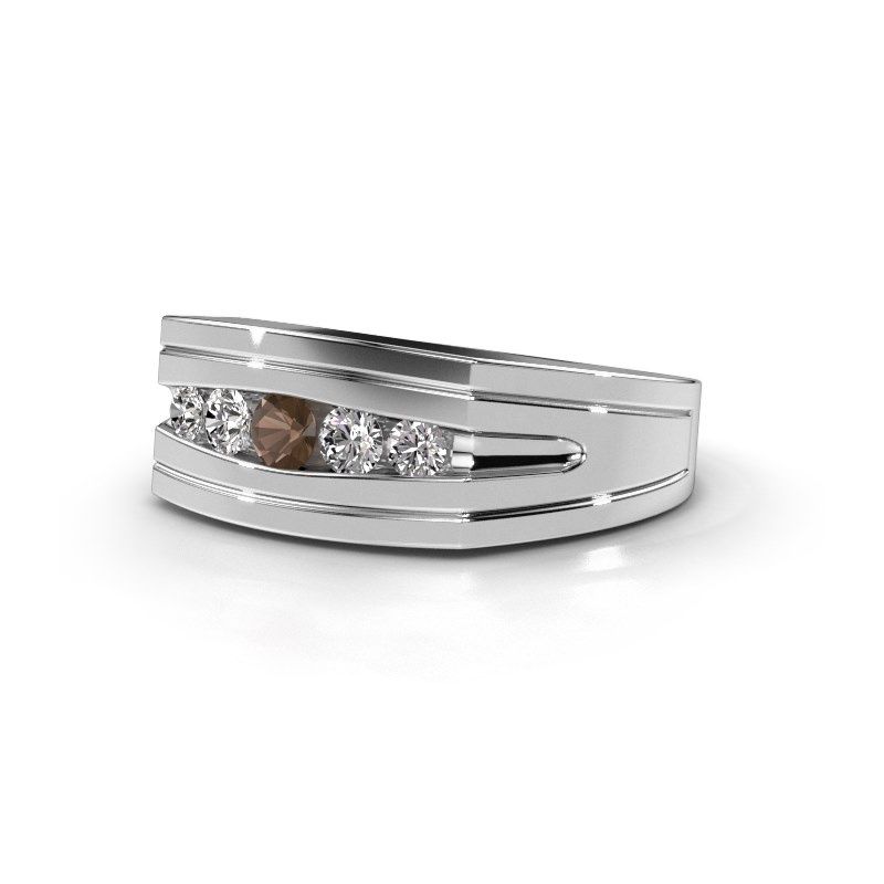 Image de Bague pour homme Huub<br/>950 platine<br/>Quartz fumé 3.7 mm