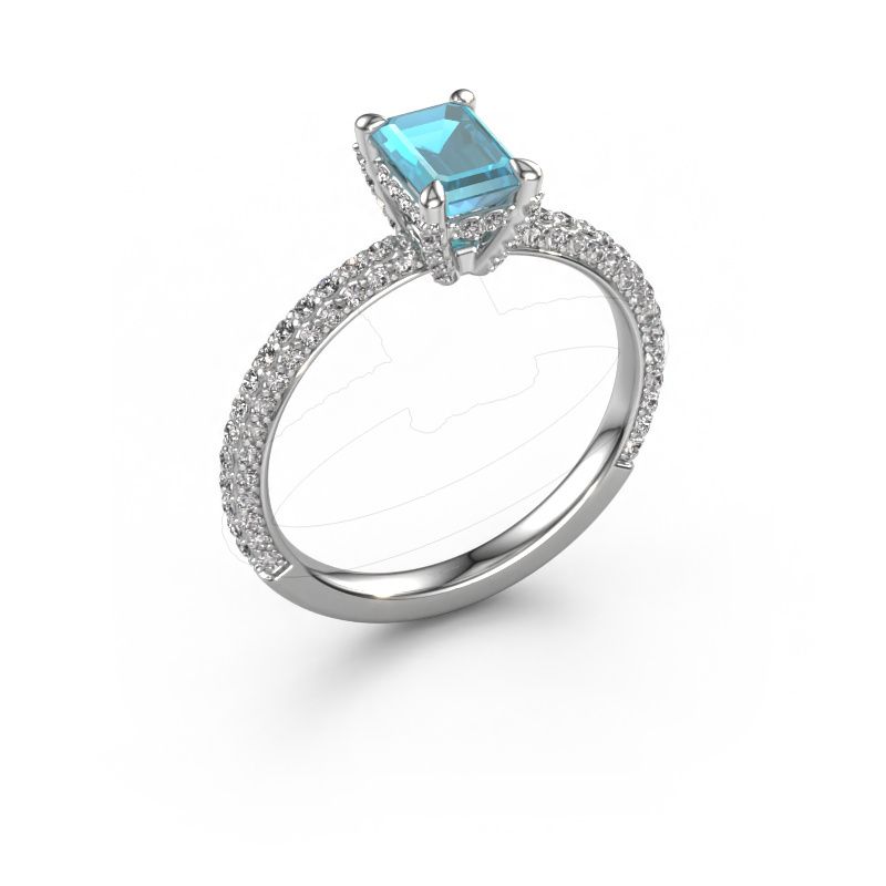 Engagement ring Saskia EME 2 950 platinum blue topaz 6.5x4.5 mm