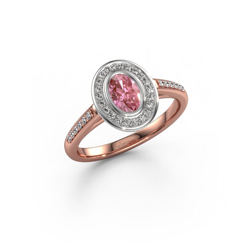 Engagement ring Noud 2 OVL 585 rose gold pink lab grown diamond 6x4 mm