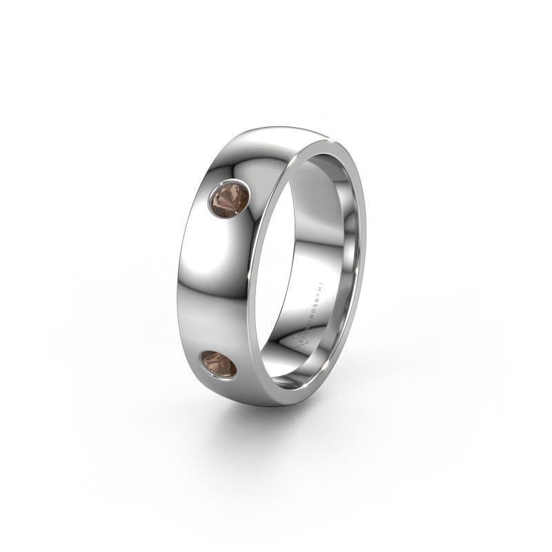 Wedding ring WH0104L26BP 585 white gold smokey quartz ±6x2 mm