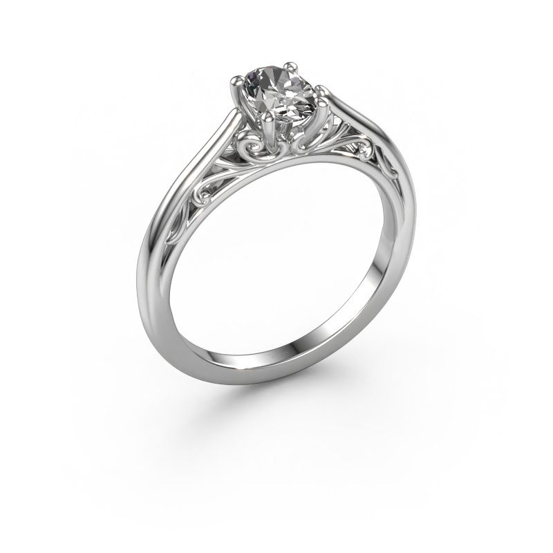 Bague de fiançailles Shannon ovl 585 or blanc diamant 0.80 crt