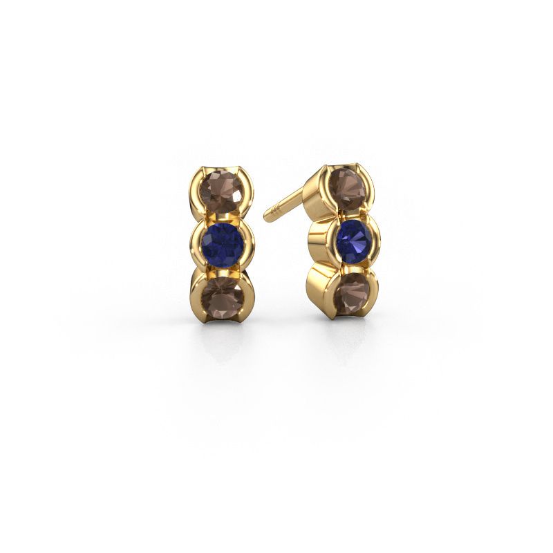 Boucles d'oreilles Lotte 585 or jaune quartz fumé 3 mm