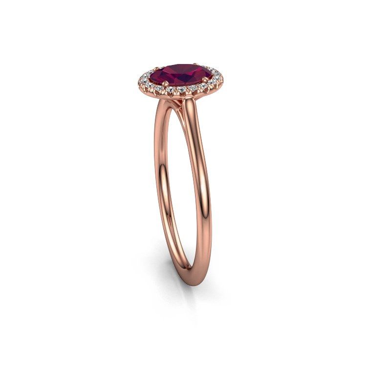 Image of Engagement ring seline ovl 1<br/>585 rose gold<br/>Rhodolite 6x4 mm