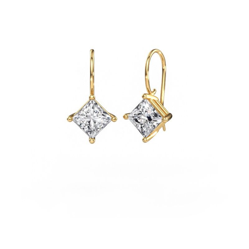Pendientes colgantes Cleo SQR 585 oro diamante de laboratorio 4.00 crt