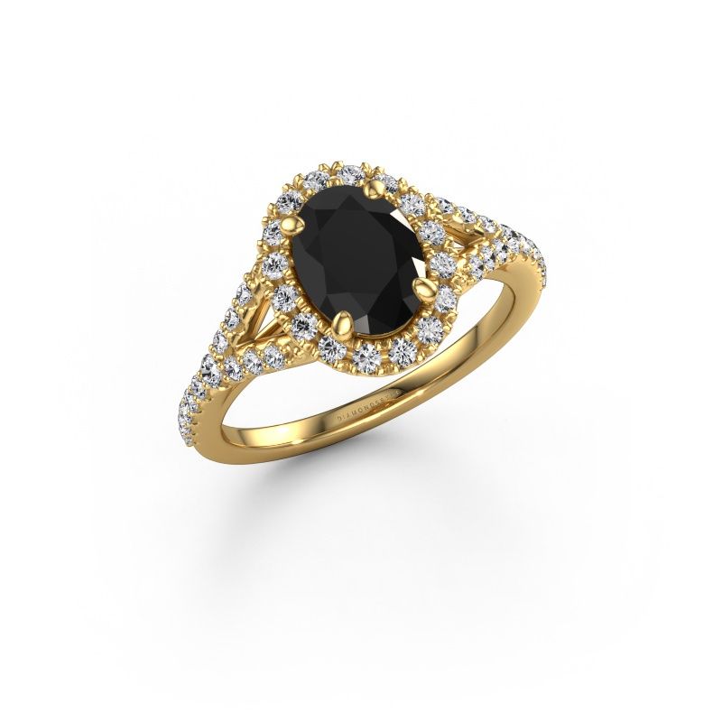 Engagement ring Kimber OVL 585 gold black diamond 1.862 crt