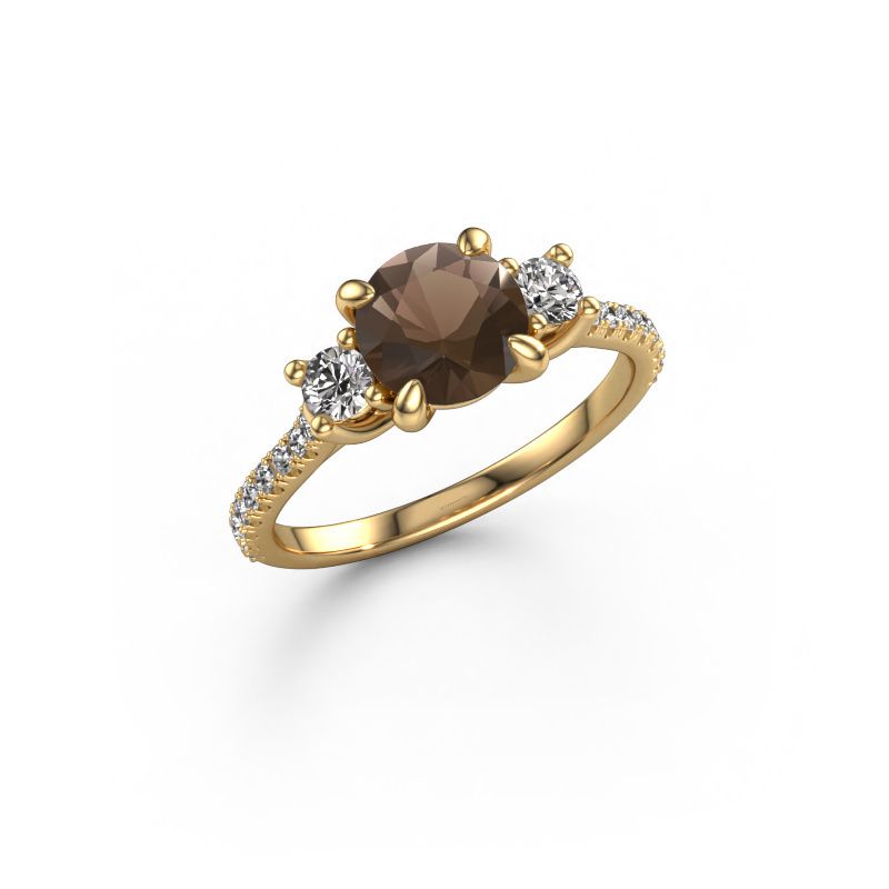 Engagement ring Jesica 585 gold smokey quartz 6.8 mm