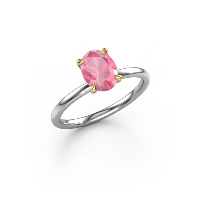 Engagement ring Crystal OVL 1 585 white gold pink sapphire 8x6 mm