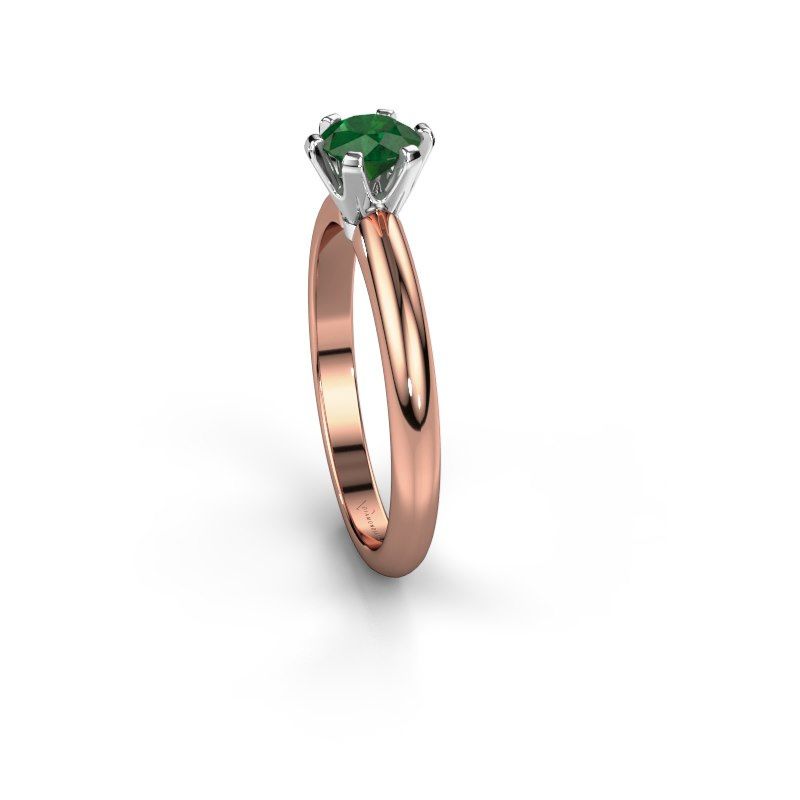 Image de Bague de fiançailles Tiffy 1<br/>585 or rose<br/>Emeraude 5 mm
