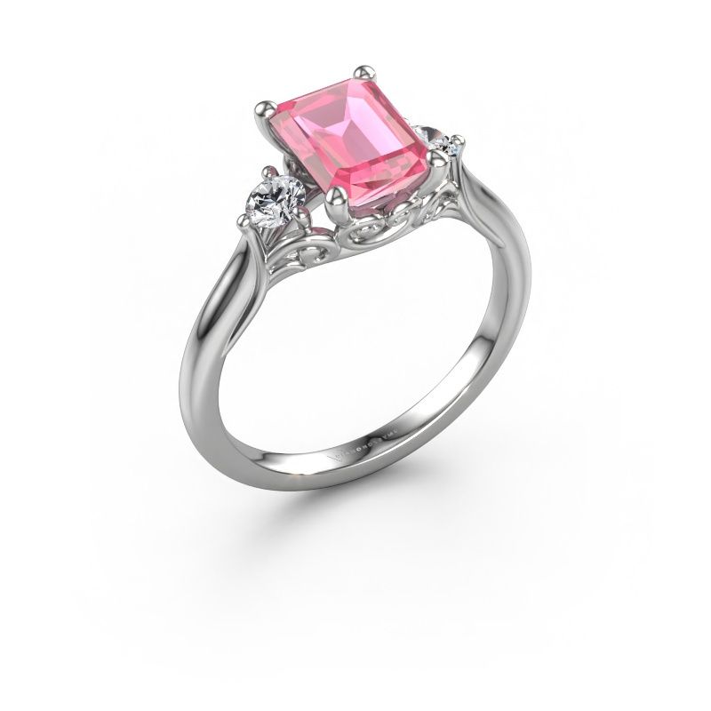 Engagement ring Laurian EME 950 platinum pink sapphire 8x6 mm