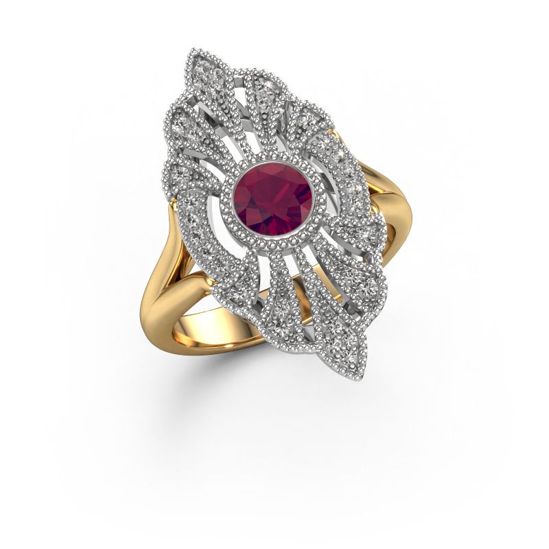 Engagement ring Hanna 585 gold rhodolite 5 mm
