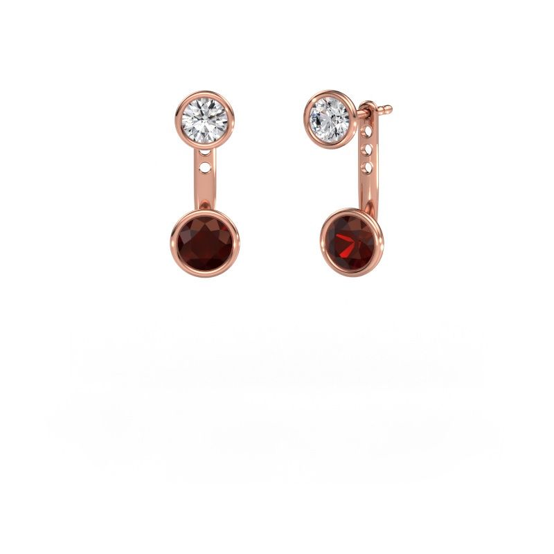 Oorbellen Halle 585 rosé goud granaat 6 mm