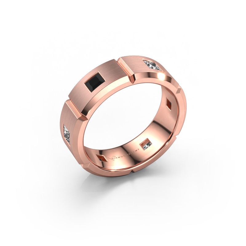 Heren ring Steve 585 rosé goud zwarte diamant 1.122 crt
