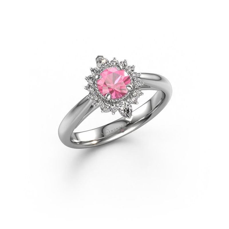 Bague de fiançailles Susan 950 platine saphir rose 5 mm