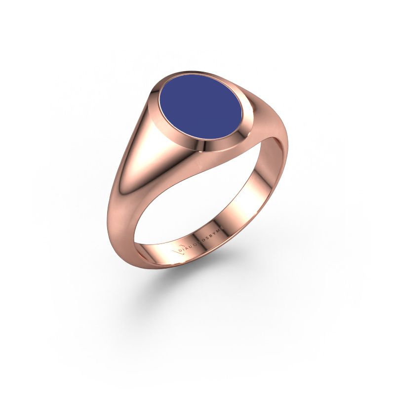 Siegelring Evon 1 585 Roségold Blau Emaille 10x8 mm