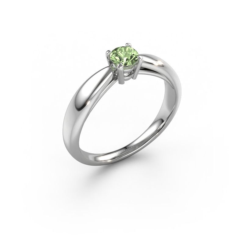 Engagement ring Nichole 950 platinum green lab grown diamond 4.2 mm