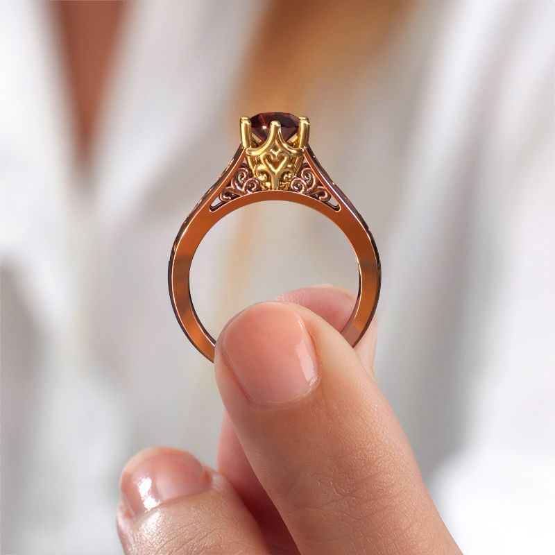 Image of Engagement ring Shan 585 rose gold garnet 6 mm