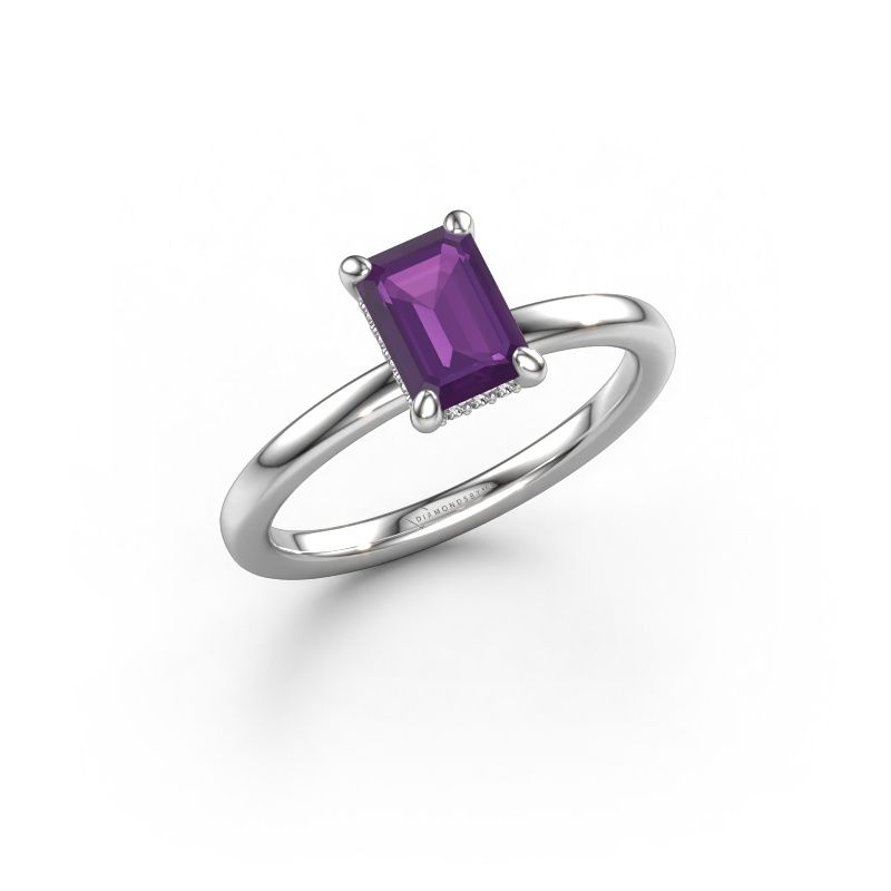 Verlovingsring Simone EME 2 950 platina amethist 7x5 mm
