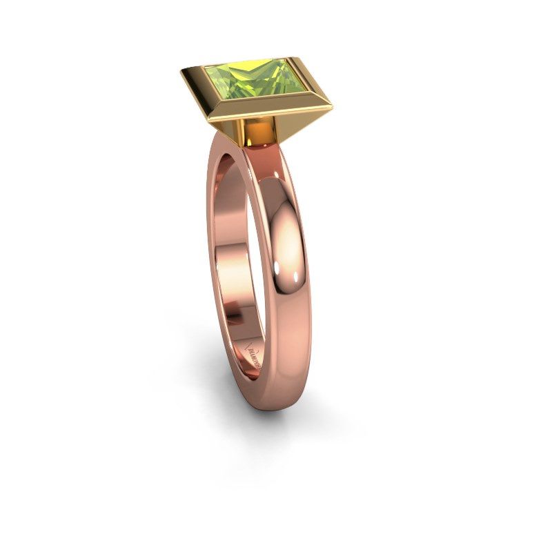 Image of Stacking ring Trudy Square 585 rose gold peridot 6 mm