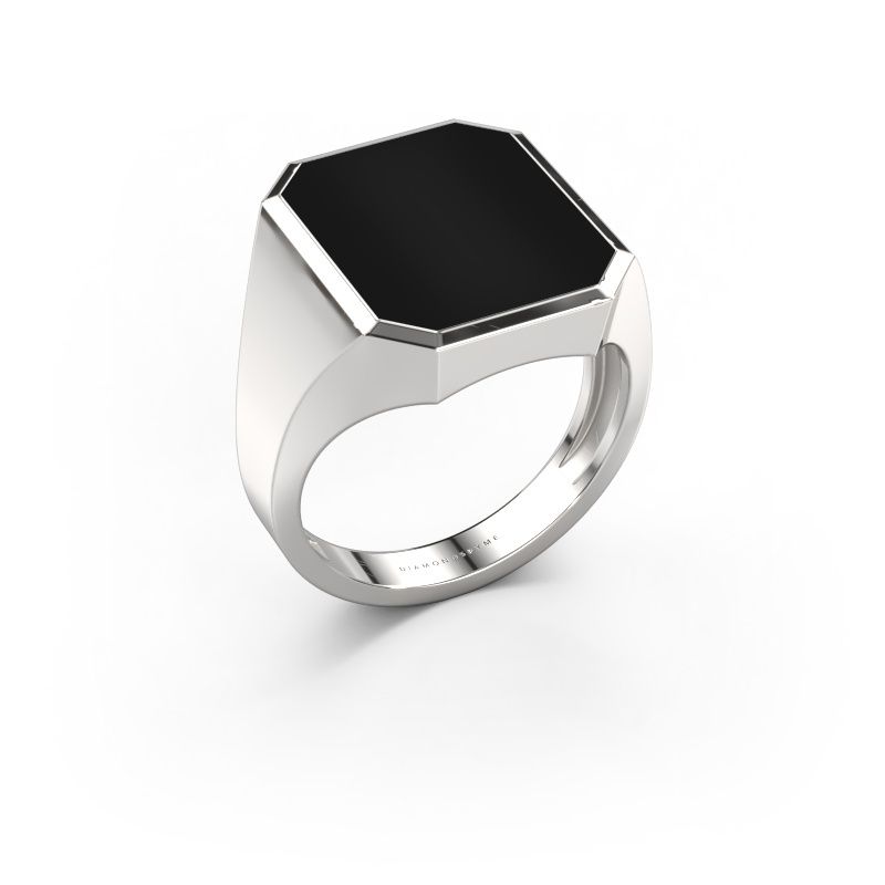 Signet ring Lars 5 light 585 white gold onyx 16x13 mm