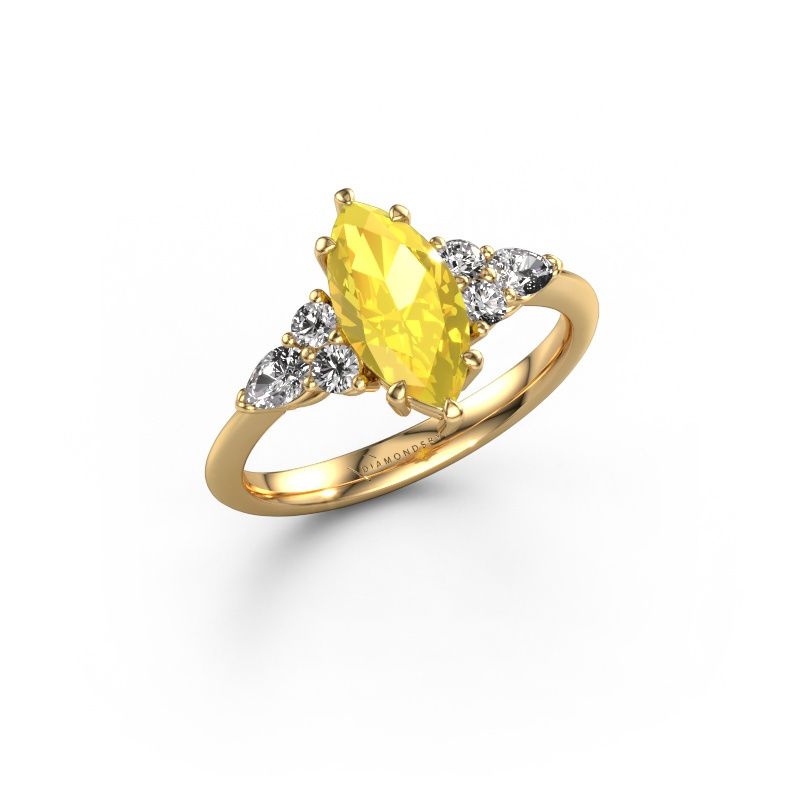 Bague de fiançailles Melani MRQ 585 or jaune saphir jaune 11x5.5 mm