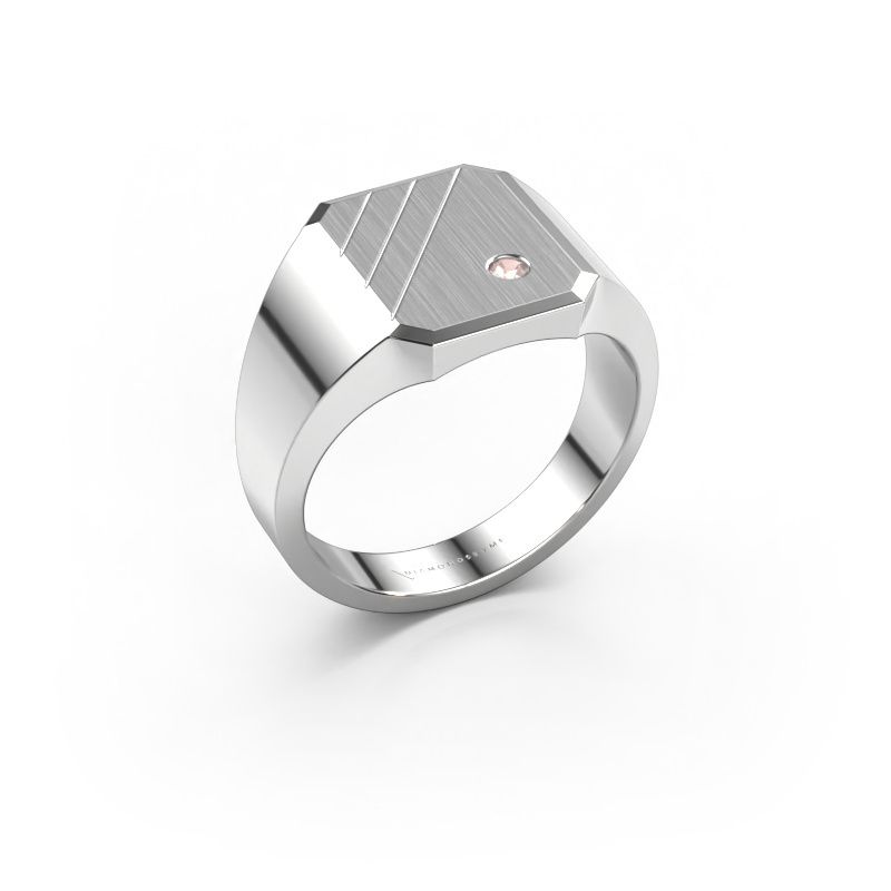 Signet ring Patrick 2 585 white gold morganite champagne 2 mm