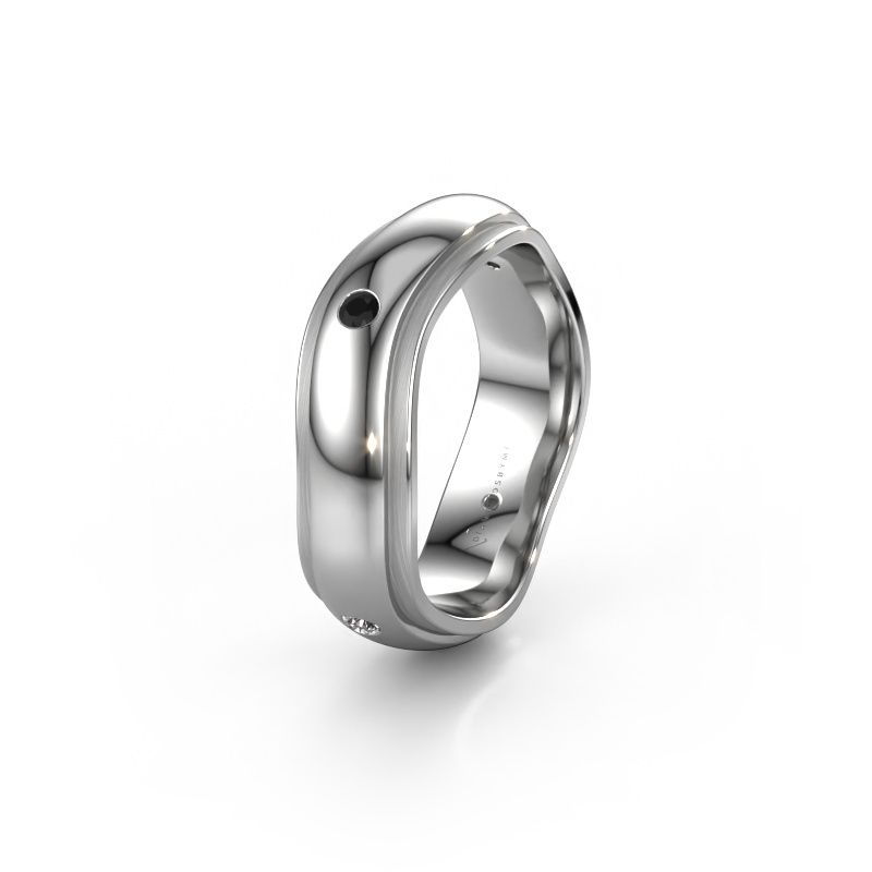 Trouwring WH2050L26DP 950 platina zwarte diamant ±6x2.4 mm