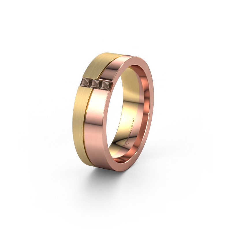 Trouwring WH0906L16A 585 rosé goud rookkwarts ±6x1.7 mm