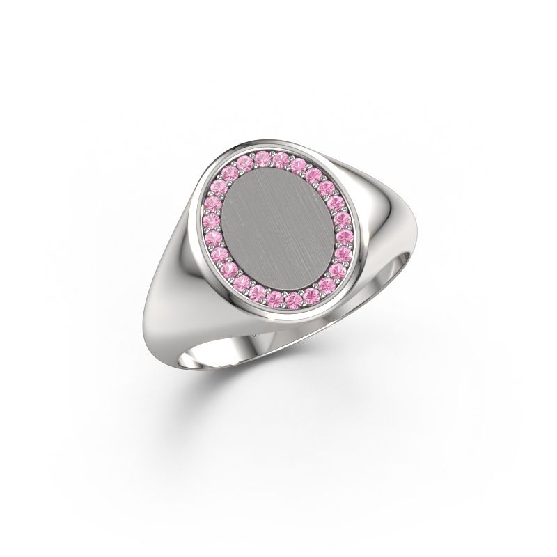 Zegelring Rosy Oval 2 950 platina roze saffier 1.2 mm