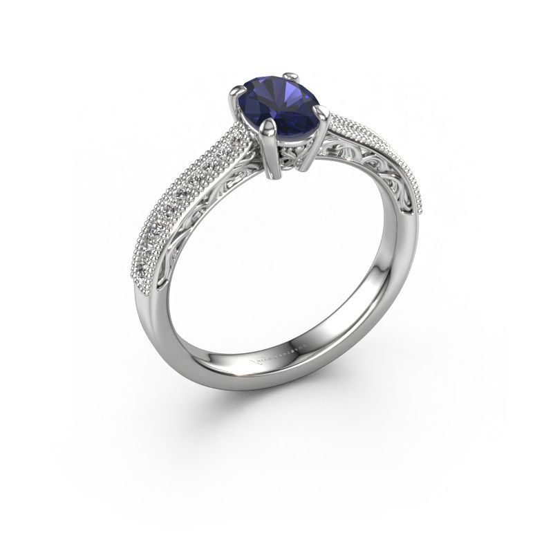 Verlobungsring Shonta OVL 950 Platin Saphir 7x5 mm