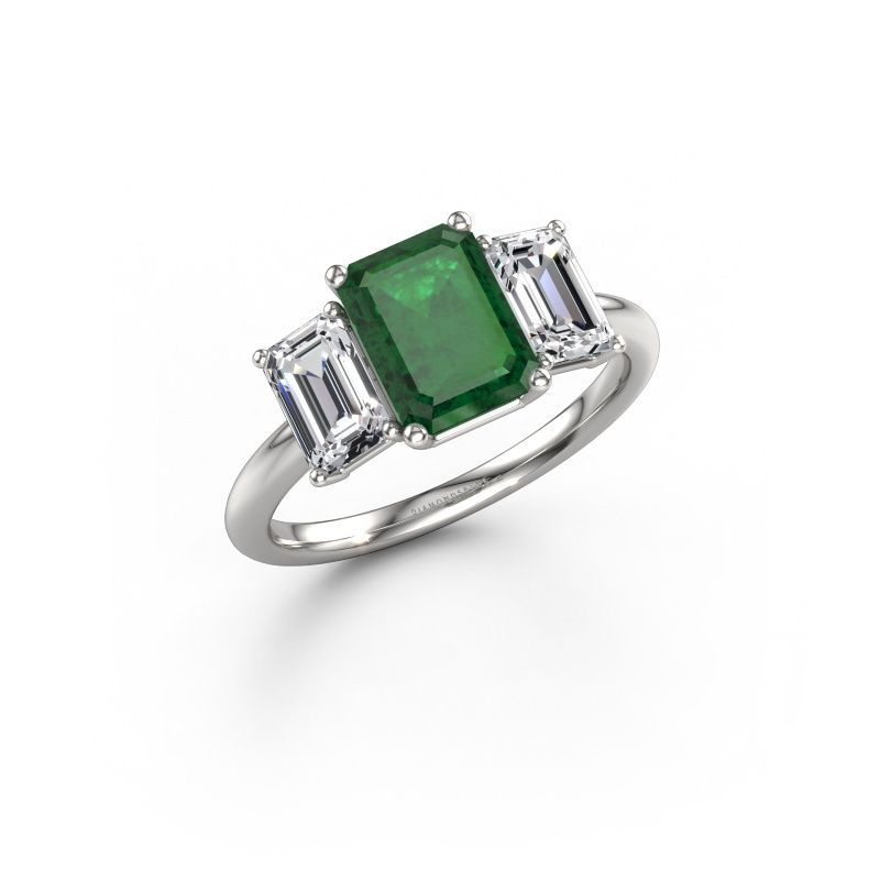 Engagement ring Sandra 585 white gold emerald 8x6 mm