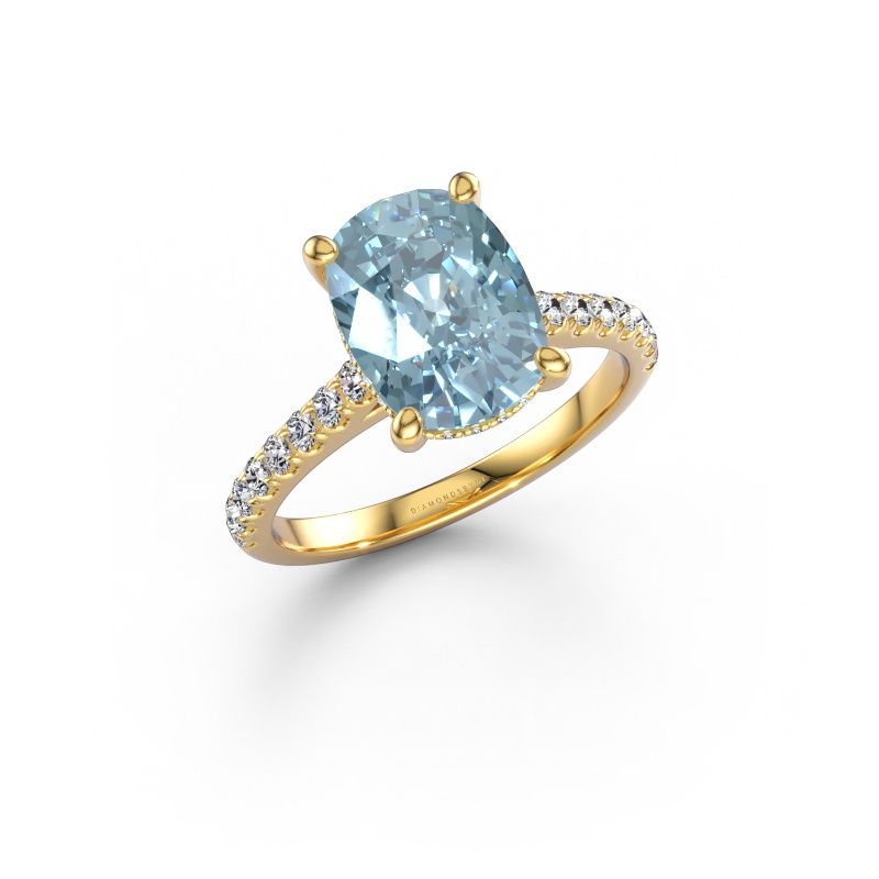 Engagement ring Sophie CSH 585 gold blue lab grown diamond 8x6 mm