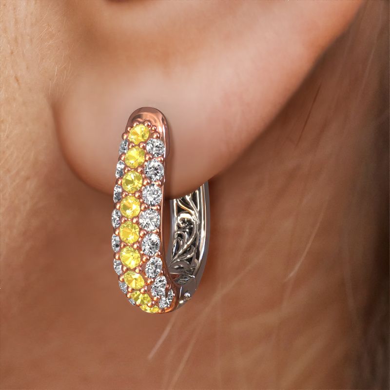 Image of Hoop earrings Danika 8.5 A 585 rose gold yellow sapphire 1.7 mm