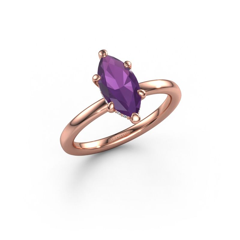 Bague de fiançailles Simone MRQ 2 585 or rose améthyste 11x5.5 mm